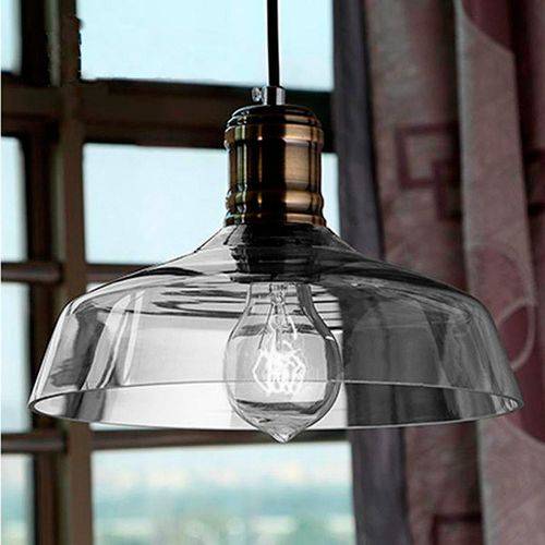 Pendente Retro Industrial Vidro Loft Luminária Vintage Lustre Design Edison Lm1780 - Eluminarias