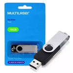 Pendrive Multilaser Twist, USB 2.0, 16GB, Preto e Prata - PD588