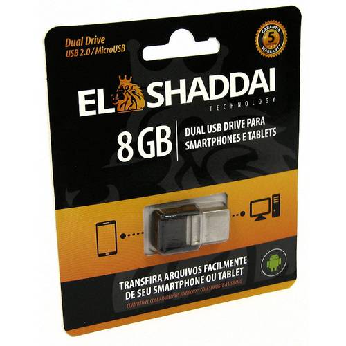 Pendrive Usb 2.0 - 8gb - El Shaddai Otg Nano Dual Drive
