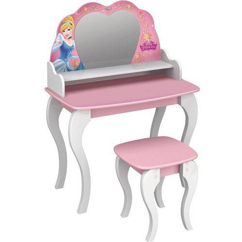 Penteadeira Infantil Princesas Disney com Banqueta Branco/rosa - Pura Magia