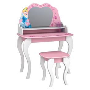 Penteadeira Infantil Pura Magia Princesas Disney Star com Espelho e Banqueta - Branca/Rosa