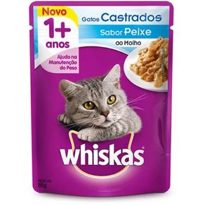 Petisco para Gatos Castrados Sabor Peixe Whiskas 85g