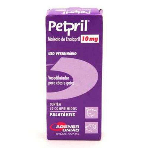 Petpril 10 Mg Vasodilatador para Cães e Gatos Agener 30 Comprimidos
