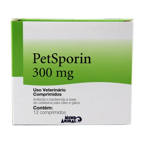 Petsporin 300mg 12 Comp Mundo Animal Antibiótico Cães e Gatos