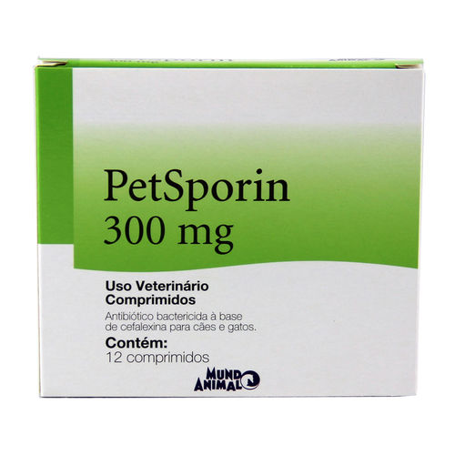 Petsporin 300mg Antibiótico Cães e Gatos C/ 12 Comp. - Mundo Animal