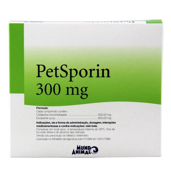 Petsporin 300mg Antibiótico Cães e Gatos C/ 12 Comp. - Mundo Animal