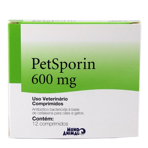 Petsporin 600mg 12 Comp Mundo Animal Antibiótico Cães e Gatos
