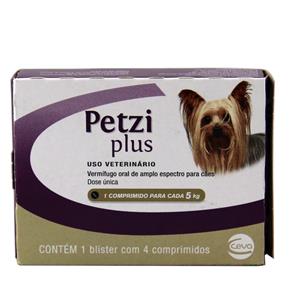 Petzi Plus 400mg Vermífugo Cães 5kg C/ 4 Comprimidos - Ceva
