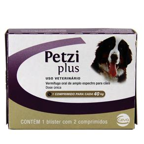 Petzi Plus 3,2g Vermífugo Cães 40kg C/ 2 Comprimidos - Ceva