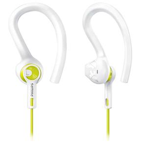 Philips ActionFit - Fones de Ouvido Branco Esportivos C/ Gancho para Orelha, à Prova de Suor e Umidade.