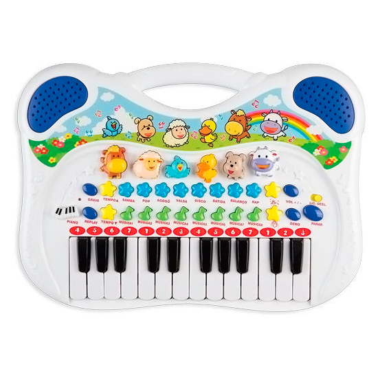 Piano Infantil Musical Animal Azul Braskit 6407