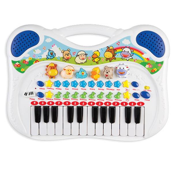 Piano Musical Infantil Animais Azul - Braskit