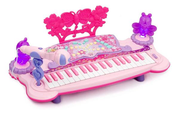 Brinquedo Teclado Piano Musical Infantil Fazendinha Rosa no Shoptime