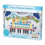 Piano Teclado Musical Eletronico Animais Fazenda Infantil Bebê Azul Braskit