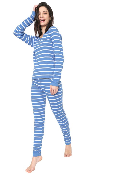 Pijama Bela Notte Listrado Azul