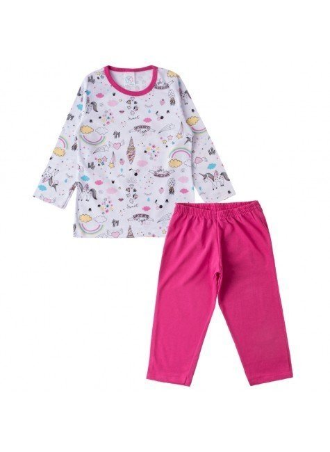 Pijama Infantil Menina Unicórnio - Kappes (Rosa, 4)