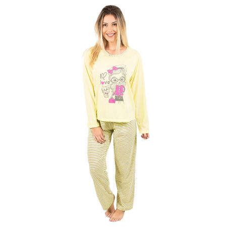 Pijama Longo Feminino Fran (Amarelo) P