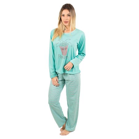 Pijama Longo Feminino Fran (Verde Água) P