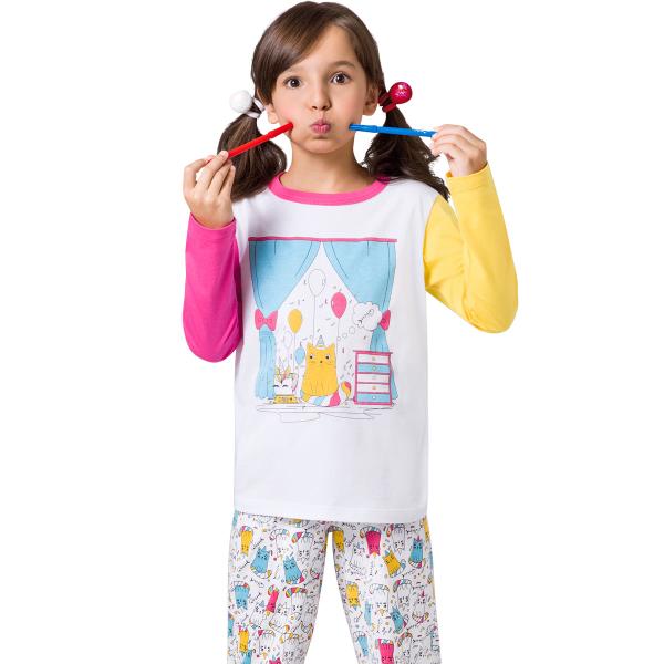 Pijama Longo para Colorir Kids - Feminino - Veggi