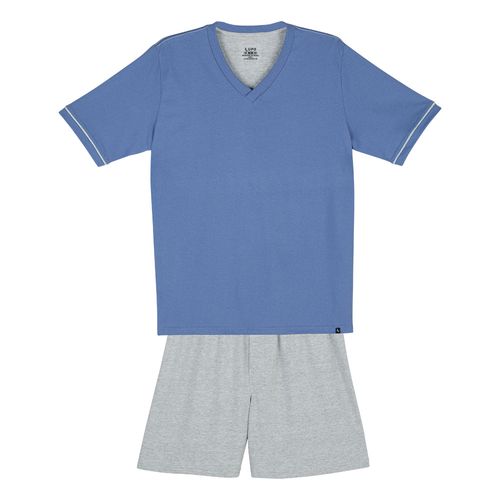 Pijama Lupo Curto Adulto Masculino Gola V (Adulto) Tamanho: G | Cor: Azul