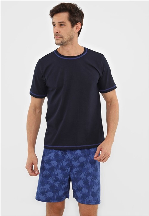 Pijama Lupo Estampado Azul-Marinho