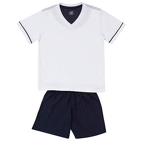Pijama Lupo Infantil Curto Gola V (Infantil) Tamanho: 14 | Cor: Branca/Marinho