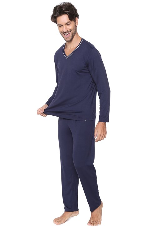 Pijama Lupo Liso Azul-Marinho