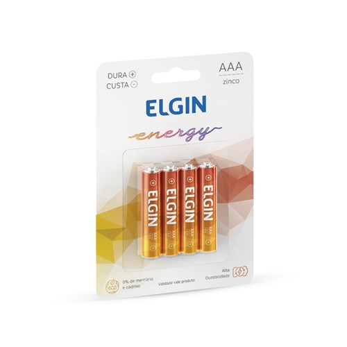 Pilha AAA Comum Zinco Energy Elgin Cartela com 4 Unidades