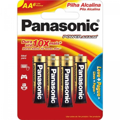 Pilha Alcalina Aa 1,5v Cartela com 6 Unidades Panasonic