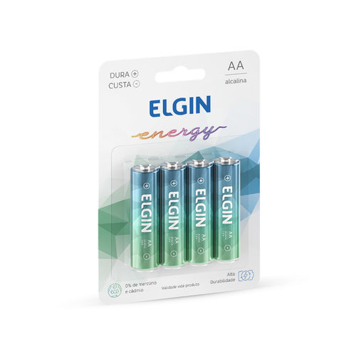 Pilha Alcalina Aa Pequena Elgin - Lr6 1.5v