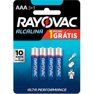 Pilha Alcalina AAA Rayovac Leve 4 Pague 3