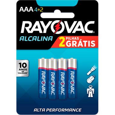 Pilha Alcalina AAA Rayovac Leve 6 Pague 4