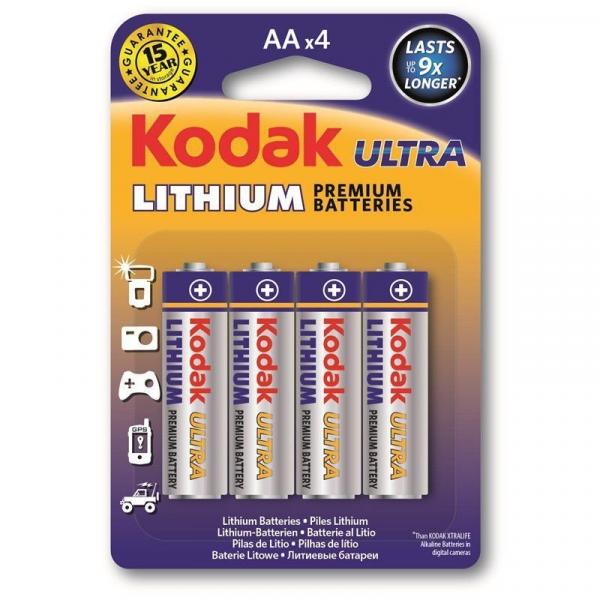 Pilha Kodak de Litio Ultra AA Embalagem com 4 Unidades