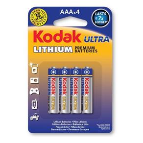 Pilha Kodak de Litio Ultra AAA Palito Embalagem com 4 Unidades