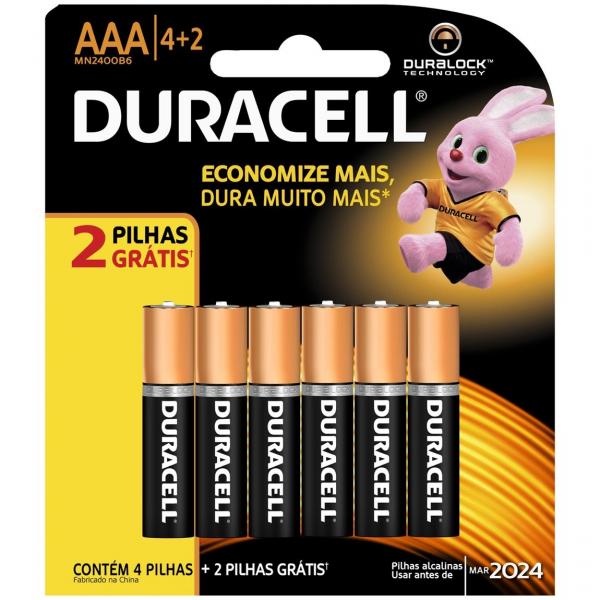 Pilha Palito AAA Leve 6 Pague 4 - Duracell