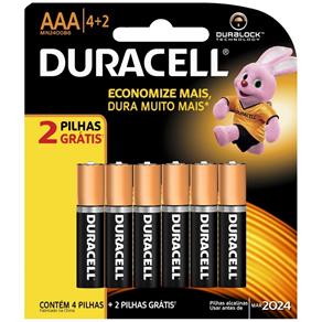 Pilha Palito AAA Leve 6 Pague 4 Duracell