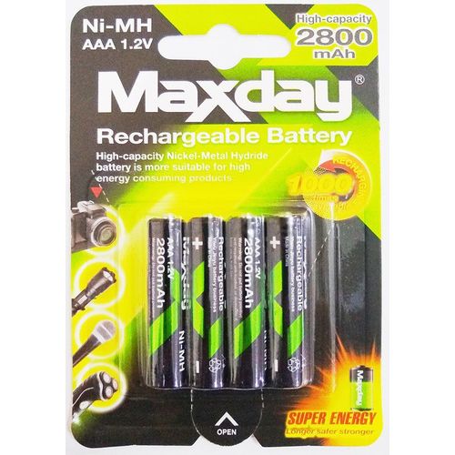 Tudo sobre 'Pilha Palito Recarregavel Maxday Aaa 2800mah C/4un'