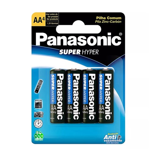 Pilha Panasonic AA Pequena 1,5v com 4 Unidades