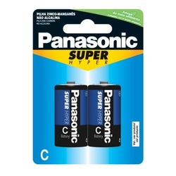 Pilha Panasonic Super Hyper Média C Comum Blister com 2 Un um 2shsp Ideal para Rádios e Lanternas