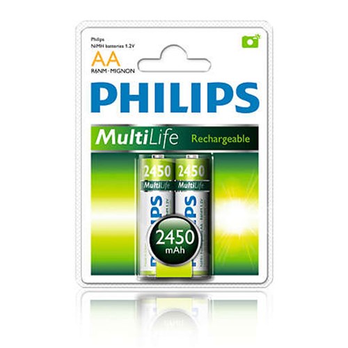 Pilha Philips Recarregável Aa R6b2-A245/97 2450 Mah