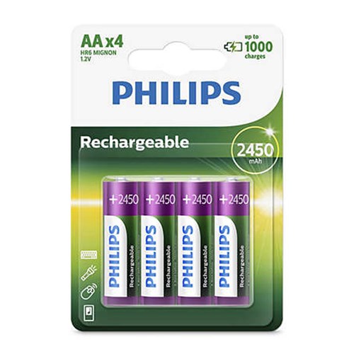 Pilha Philips Recarregável Aa R6b4-A245/97 2450-Mah - com 4 Unidades