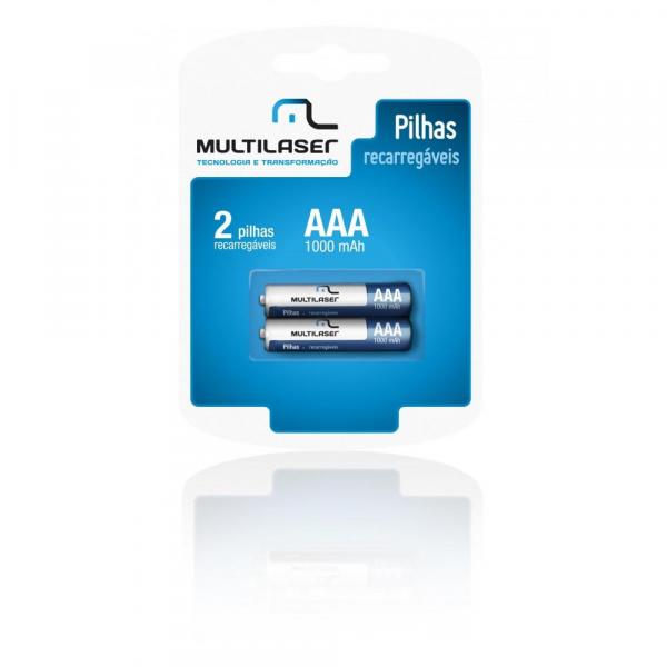 Pilha Recarregável AAA 1000 MAh, Pack com 2 Multilaser - CB051