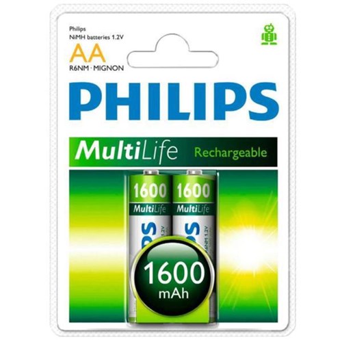 Pilha Recarregável Philips Aa 2300Mah com 2