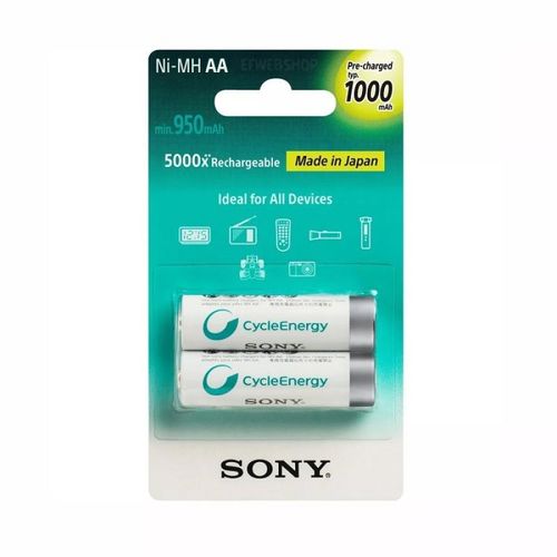 Pilha Recarregável Sony 1000mha Aa - Pack C/ 2