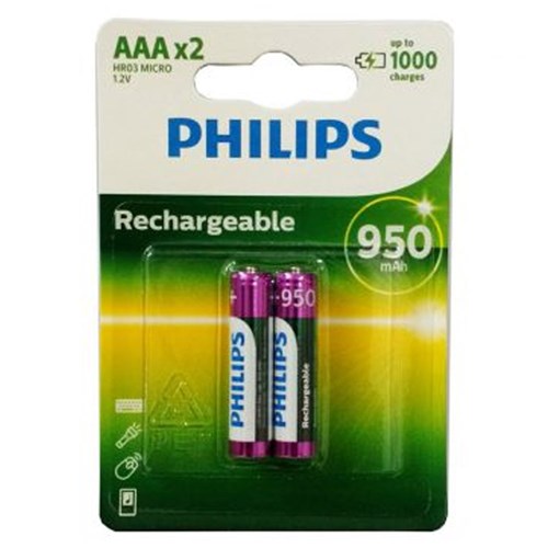 Pilhas Philips Recarregáveis 950 Mah Aaa com 2 - (R03b2-A95/97)