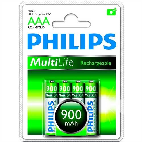 Pilhas Recarregáveis Aaa 1.2v Lithium R03b4aa90 Philips