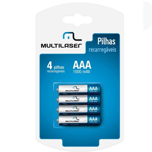 Pilhas Recarregáveis AAA 1000 MAh com 4 Unidades CB050 - Multilaser