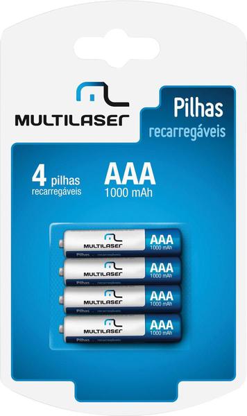 Pilhas Recarregaveis AAA Multilaser 1000MAH com 4 Unidades - CB050