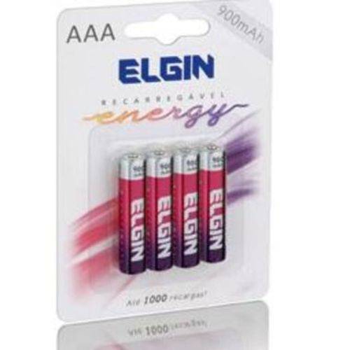 Pilhas Recarregável AAA (palito) Energy 900 Mah Elgin 4 Unid.