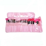 Pinceis de maquiagem profissional com estojo rosa kit 24 unid